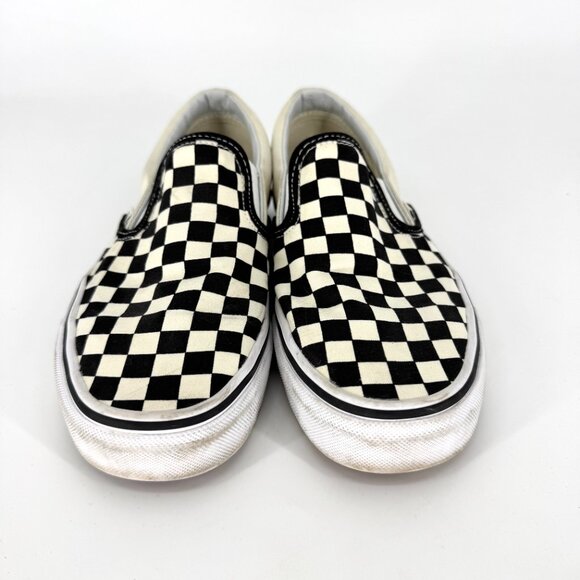 Vans Classic Checkerboard Slip On Shoes Black Natural Size Men's 7.5 Women's 9 - Picture 3 of 9